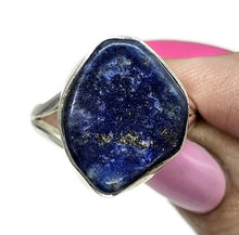 Load image into Gallery viewer, Raw Lapis Lazuli Ring, Size S, Sterling Silver, Protection Gemstone - GemzAustralia 
