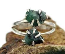 Load image into Gallery viewer, Rough Emerald Ring, May Birthstone, Size O, Sterling Silver, Natural Gemstones - GemzAustralia 