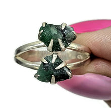 Load image into Gallery viewer, Rough Emerald Ring, May Birthstone, Size O, Sterling Silver, Natural Gemstones - GemzAustralia 