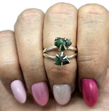 Load image into Gallery viewer, Rough Emerald Ring, May Birthstone, Size O, Sterling Silver, Natural Gemstones - GemzAustralia 