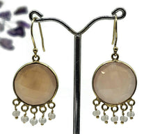 Load image into Gallery viewer, Rose Quartz Tassel Earrings, Gold Plated Sterling Silver, Faceted, Genuine Gemstones - GemzAustralia 