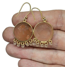 Load image into Gallery viewer, Rose Quartz Tassel Earrings, Gold Plated Sterling Silver, Faceted, Genuine Gemstones - GemzAustralia 