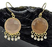 Load image into Gallery viewer, Rose Quartz Tassel Earrings, Gold Plated Sterling Silver, Faceted, Genuine Gemstones - GemzAustralia 