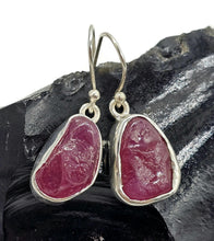 Load image into Gallery viewer, Rough Ruby Earrings, July Birthstone, Rough Gemstones, Sterling Silver, Natural Gems - GemzAustralia 
