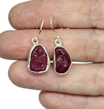 Load image into Gallery viewer, Rough Ruby Earrings, July Birthstone, Rough Gemstones, Sterling Silver, Natural Gems - GemzAustralia 