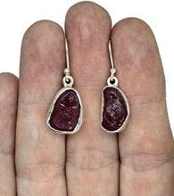Load image into Gallery viewer, Rough Ruby Earrings, July Birthstone, Rough Gemstones, Sterling Silver, Natural Gems - GemzAustralia 