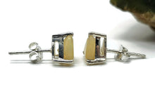 Load image into Gallery viewer, Solid Opal Studs, Trillion Faceted, Sterling Silver, October Birthstone, Pink, Green &amp; Gold - GemzAustralia 
