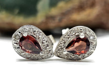 Load image into Gallery viewer, Garnet Studs, Sterling Silver, January Birthstone, 2.4 carats, Pear Faceted - GemzAustralia 