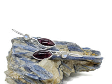 Load image into Gallery viewer, Garnet and Rainbow Moonstone Earrings, Sterling Silver, January Birthstone, Double Drops - GemzAustralia 