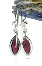 Load image into Gallery viewer, Garnet and Rainbow Moonstone Earrings, Sterling Silver, January Birthstone, Double Drops - GemzAustralia 