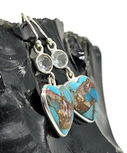Load image into Gallery viewer, Blue Topaz &amp; Blue Turquoise Earrings, December Birthstones, Heart Shaped, 925 Sterling - GemzAustralia 