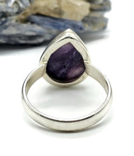 Load image into Gallery viewer, Charoite Ring, Size S, Pear Shaped, Swirls of Violet, Lavender &amp; Purple, Dream Stone - GemzAustralia 