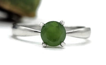 Load image into Gallery viewer, Jade Solitaire Ring, Size Q, Sterling Silver, 2 carats, British Columbia Nephrite Jade - GemzAustralia 