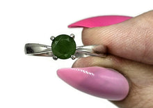 Load image into Gallery viewer, Jade Solitaire Ring, Size Q, Sterling Silver, 2 carats, British Columbia Nephrite Jade - GemzAustralia 