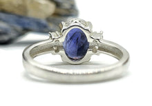 Load image into Gallery viewer, 2.4 carat Iolite &amp; White Zircon Ring, Size Q, Sterling Silver, Water Sapphire, Blue Violet - GemzAustralia 