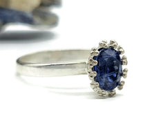 Load image into Gallery viewer, Kyanite Ring, Size R 1/2, Oval Facet, 3.4 carats, Sterling Silver, Gemstone for Negotiation - GemzAustralia 