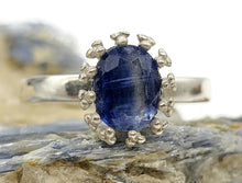 Load image into Gallery viewer, Kyanite Ring, Size R 1/2, Oval Facet, 3.4 carats, Sterling Silver, Gemstone for Negotiation - GemzAustralia 