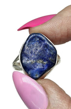 Load image into Gallery viewer, Raw Lapis Lazuli Ring, Size S, Sterling Silver, Protection Gemstone - GemzAustralia 