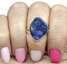 Load image into Gallery viewer, Raw Lapis Lazuli Ring, Size S, Sterling Silver, Protection Gemstone - GemzAustralia 