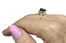Load image into Gallery viewer, Rough Green Onyx Ring, Size Q, Sterling Silver, Hammered Band, Mix of Chalcedony - GemzAustralia 