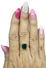 Load image into Gallery viewer, Rough Green Onyx Ring, Size Q, Sterling Silver, Hammered Band, Mix of Chalcedony - GemzAustralia 