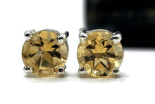 Load image into Gallery viewer, Citrine Studs, November Birthstone, Round Brilliant, Sterling Silver, 3.2 Carats - GemzAustralia 