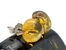 Load image into Gallery viewer, Amber button studs, Mexican Chiapas Amber, Sterling Silver, 30 million years old, Fossilized - GemzAustralia 