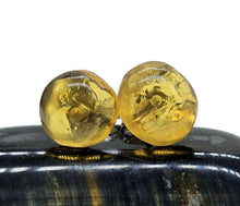 Load image into Gallery viewer, Amber button studs, Mexican Chiapas Amber, Sterling Silver, 30 million years old, Fossilized - GemzAustralia 