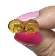 Load image into Gallery viewer, Amber button studs, Mexican Chiapas Amber, Sterling Silver, 30 million years old, Fossilized - GemzAustralia 