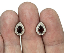 Load image into Gallery viewer, Garnet Studs, Sterling Silver, January Birthstone, 2.4 carats, Pear Faceted - GemzAustralia 