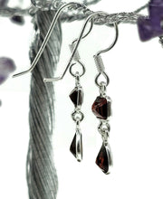 Load image into Gallery viewer, Genuine Garnet Earrings in a Double Drop, Sterling Silver, January Birthstone - GemzAustralia 