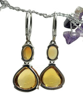 Load image into Gallery viewer, Citrine &amp; Solid Opal Earrings, November and October Birthstones, Sterling Silver - GemzAustralia 