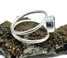 Load image into Gallery viewer, Neon Blue Apatite Ring, Size R 1/2, Sterling Silver, Raw Gemstone, Rough Blue Apatite - GemzAustralia 