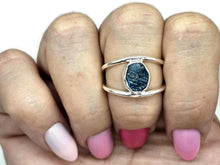 Load image into Gallery viewer, Neon Blue Apatite Ring, Size R 1/2, Sterling Silver, Raw Gemstone, Rough Blue Apatite - GemzAustralia 