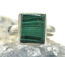 Load image into Gallery viewer, Malachite Ring, Size 11, Rectangle Shape, Sterling Silver, Rich Green Gemstone - GemzAustralia 