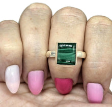 Load image into Gallery viewer, Malachite Ring, Size 11, Rectangle Shape, Sterling Silver, Rich Green Gemstone - GemzAustralia 