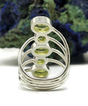 Load image into Gallery viewer, Five Stone Peridot Ring, Size 8.5, Sterling Silver, August Birthstone, Statement Piece - GemzAustralia 