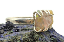 Load image into Gallery viewer, Rough Pink Morganite &amp; Ethiopian Opal Ring, Size S, Sterling Silver, October Birthstone - GemzAustralia 
