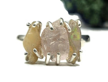 Load image into Gallery viewer, Rough Pink Morganite &amp; Ethiopian Opal Ring, Size S, Sterling Silver, October Birthstone - GemzAustralia 