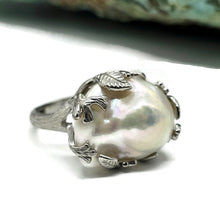 Load image into Gallery viewer, Baroque Pearl Ring, Sterling Silver, Adjustable, Giant Flameball Fireball Pearl, June Birth - GemzAustralia 