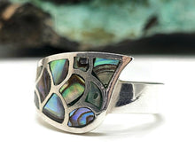Load image into Gallery viewer, Paua Shell Ring, 925 Sterling Silver, Green &amp; Blue Shell, Size P, Abalone Ring - GemzAustralia 