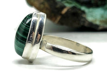 Load image into Gallery viewer, Pear Malachite Ring, Size R, Sterling Silver, Rich Green Gemstone, Bezel Set - GemzAustralia 