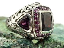 Load image into Gallery viewer, Retro Cocktail Ring, Multi Gemstone Ring, Size N, 925 Sterling Silver, Art Deco - GemzAustralia 