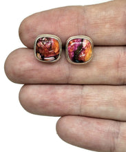 Load image into Gallery viewer, Oyster Turquoise &amp; Pink Opal Studs, Square Shaped, Sterling Silver - GemzAustralia 
