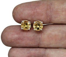 Load image into Gallery viewer, Citrine Studs, November Birthstone, Round Brilliant, Sterling Silver, 3.2 Carats - GemzAustralia 
