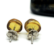 Load image into Gallery viewer, Amber button studs, Mexican Chiapas Amber, Sterling Silver, 30 million years old, Fossilized - GemzAustralia 