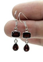Load image into Gallery viewer, Genuine Garnet Earrings in a Double Drop, Sterling Silver, January Birthstone - GemzAustralia 