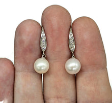 Load image into Gallery viewer, Divine Freshwater Pearl Earrings, June Birthstone, Sterling Silver, Perfect for a bride - GemzAustralia 