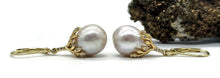 Load image into Gallery viewer, Pearl Earrings, Gold Plated Sterling Silver, Art Nouveau Design, June Birthstone, Natural - GemzAustralia 