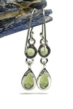 Load image into Gallery viewer, Peridot Earrings, Double Drops, August Birthstone, Sterling Silver, Round &amp; Pear Faceted - GemzAustralia 